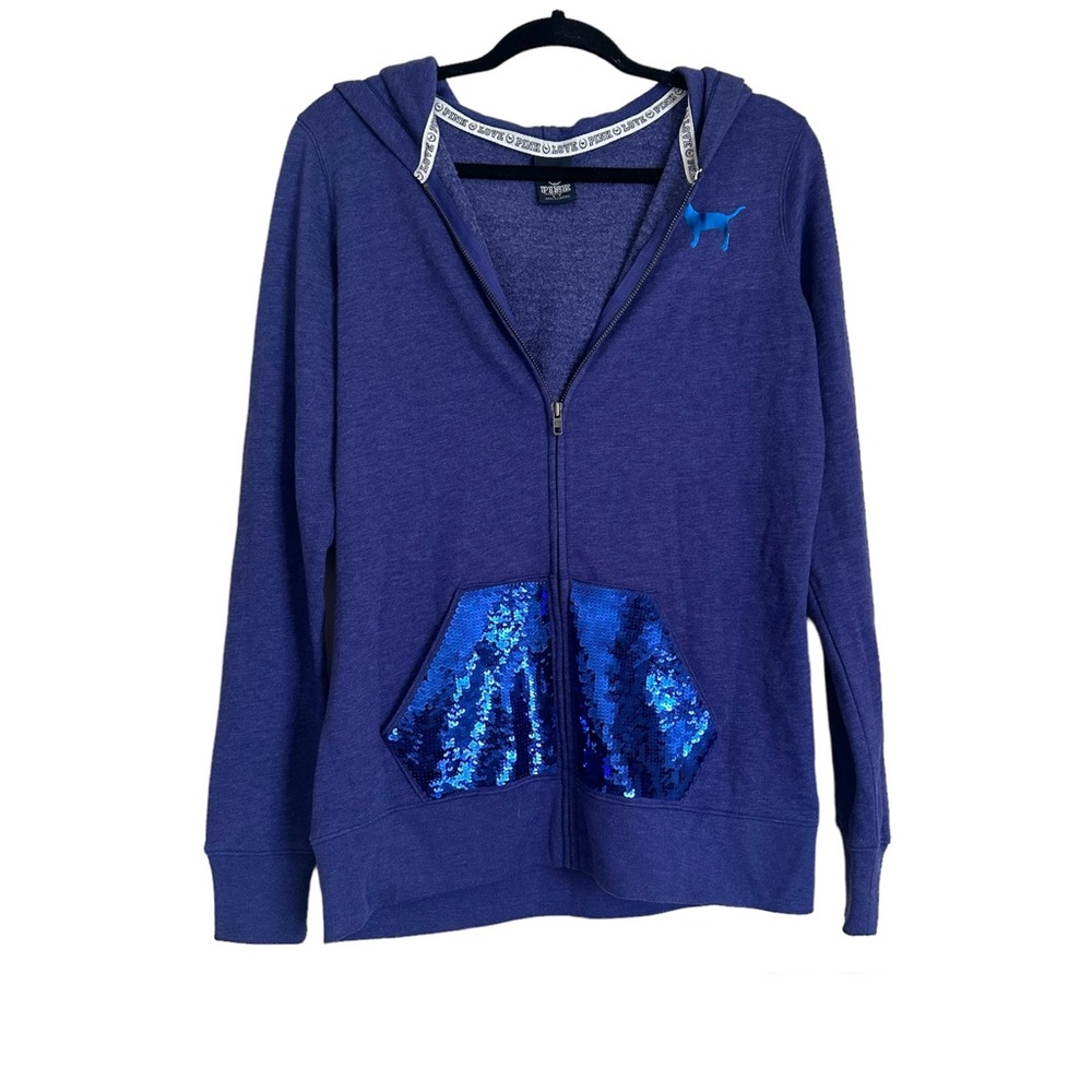Victoria’s Secret PINK Vintage Sequin Full Zip Purple Hoodie